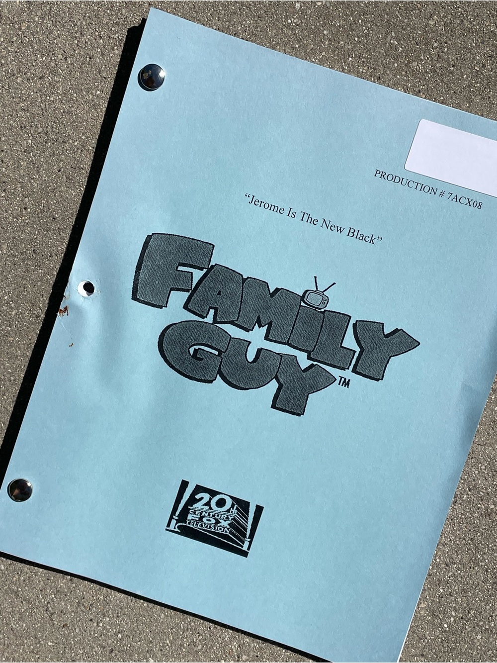 Family Guy 2008 Production Used Table Draft Script Jerome Is The New Black